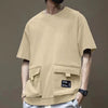 Mens Cargo Pocket Tee Oversized Dropped Shoulder Cotton T Shirt