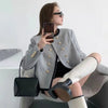 Gray Asymmetric Blazer Women Wool Blend Short Jacket Spring 2025