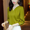 Womens Embroidered Chiffon Blouse V Neck Long Sleeve Bell Sleeve Top