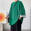 Mens Oversized Plaid Tshirt Korean Style Loose Fit Short Sleeve