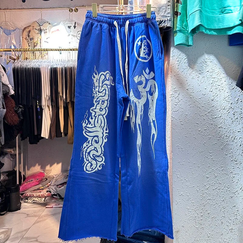 Blue Printed Men Sweatpants