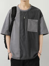Mens Oversized Contrast Color Tee Cotton Hip Hop Streetwear Shirt