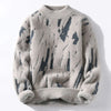 Mens Y2K Patchwork Knit Sweater Slim Fit Streetwear Pullover