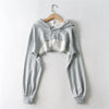 Female Hoodie Personality Irregular Crop Ultra Short Style Long Sleeve