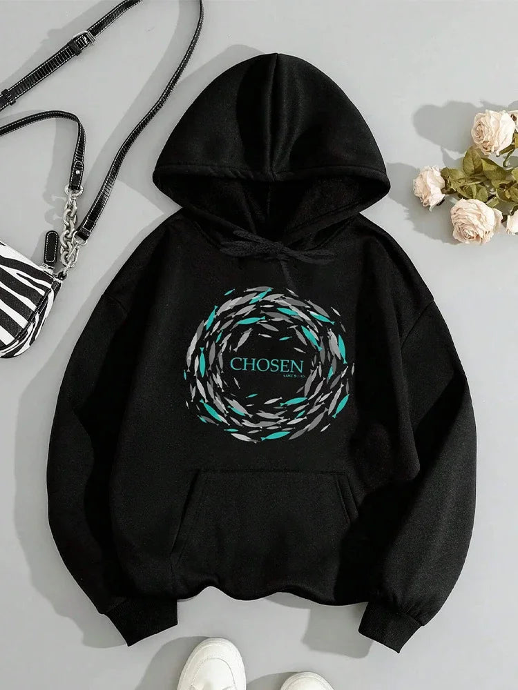 Chosen X Fish Swim Against The Current Hoodie Bible Verse Sweatshirt