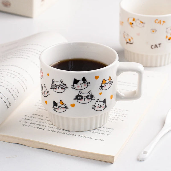 Ceramic coffee cup chocolate milk cup tea cup mug cute cat design