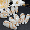 10pcs Gold Metallic 3D Press-On Almond Fake Nails