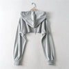 Female Hoodie Personality Irregular Crop Ultra Short Style Long Sleeve