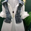 Striped Denim Jacket Women Korean Layered Look Shirt Spring Top