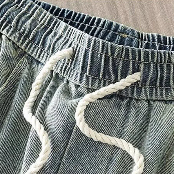 Mens Pleated Patchwork Jeans Parachute Style Oversized Retro Straight