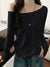 Oversized Off Shoulder Long Sleeve Top Slouchy Loose Casual Tee