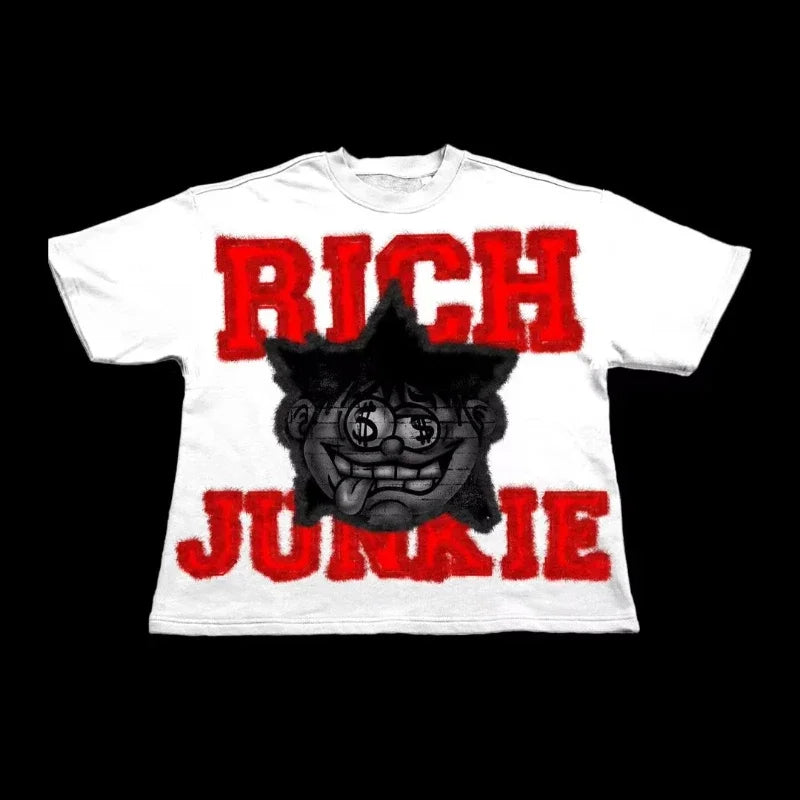 American Gothic Y2K Graffiti Print T-Shirt Men’s Hip-Hop Streetwear