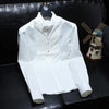 Y2K Patchwork Shirt Men Long Sleeve Designer Korean Style