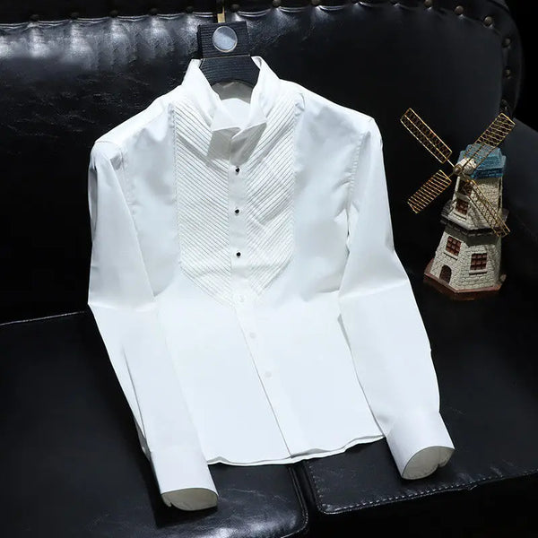 Y2K Patchwork Shirt Men Long Sleeve Designer Korean Style