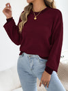 Womens Striped Sweater Bishop Sleeve Knit Pullover Fall Winter