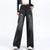 Y2K Black Wide Leg Jeans Women High Waist Fleece Lined Punk Style