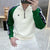 Mens Bee Embroidery Quarter Zip Pullover Sweatshirt