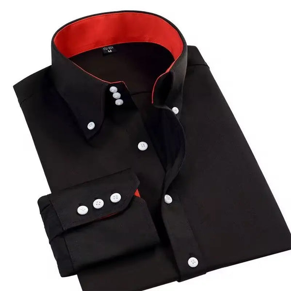 Men’s Korean Fit Executive Shirt – Long Sleeve Business Casual Office Wear (Spring Autumn)