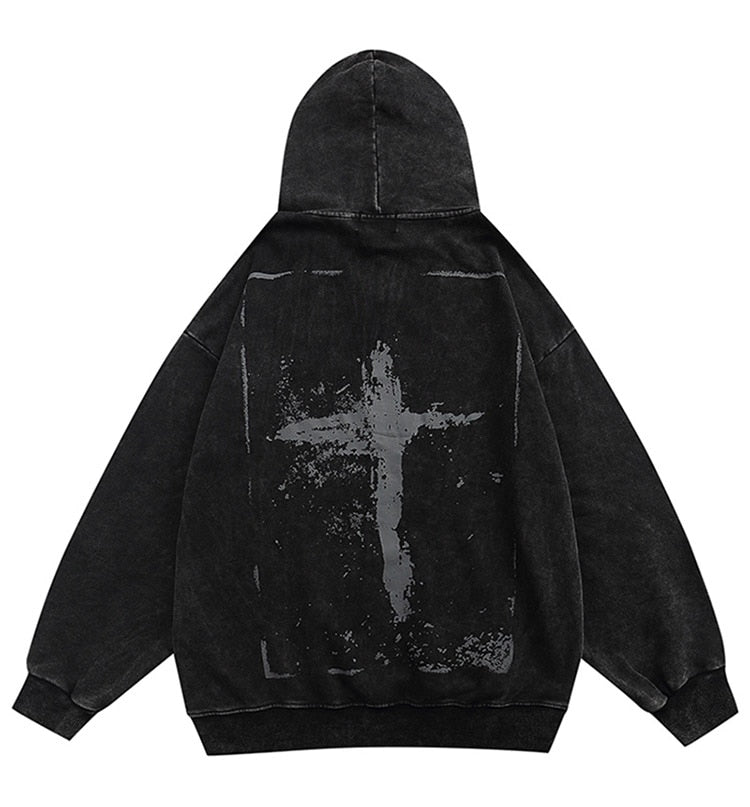 Hoodie Retro Cross Graffiti Pullover Herren Retro Cross