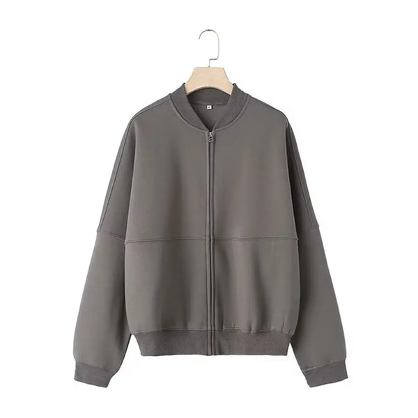 Women's 2-Piece Retro Zipper Bomber Jacket & High-Waisted Velvet Pants