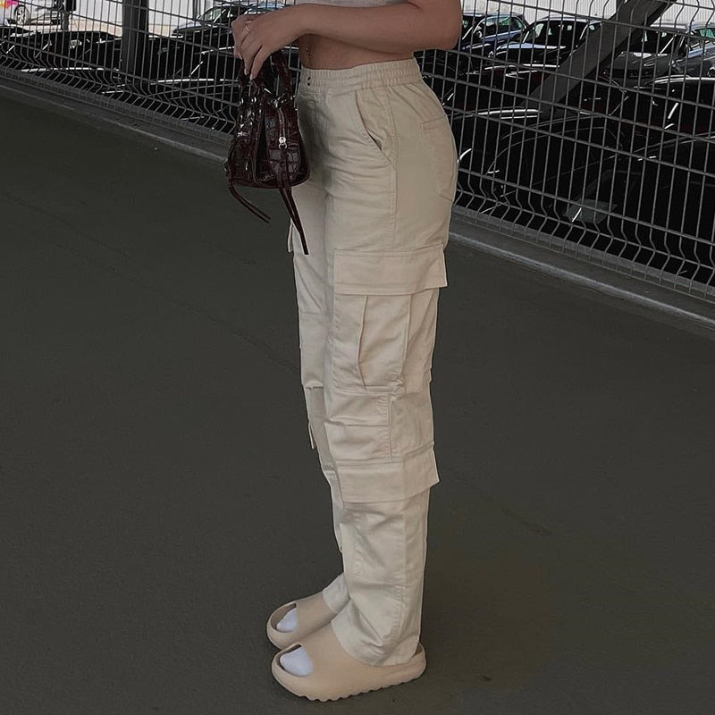 Cargo Pants Vintage Y2k Women Fashion Streetwear Pockets Wide