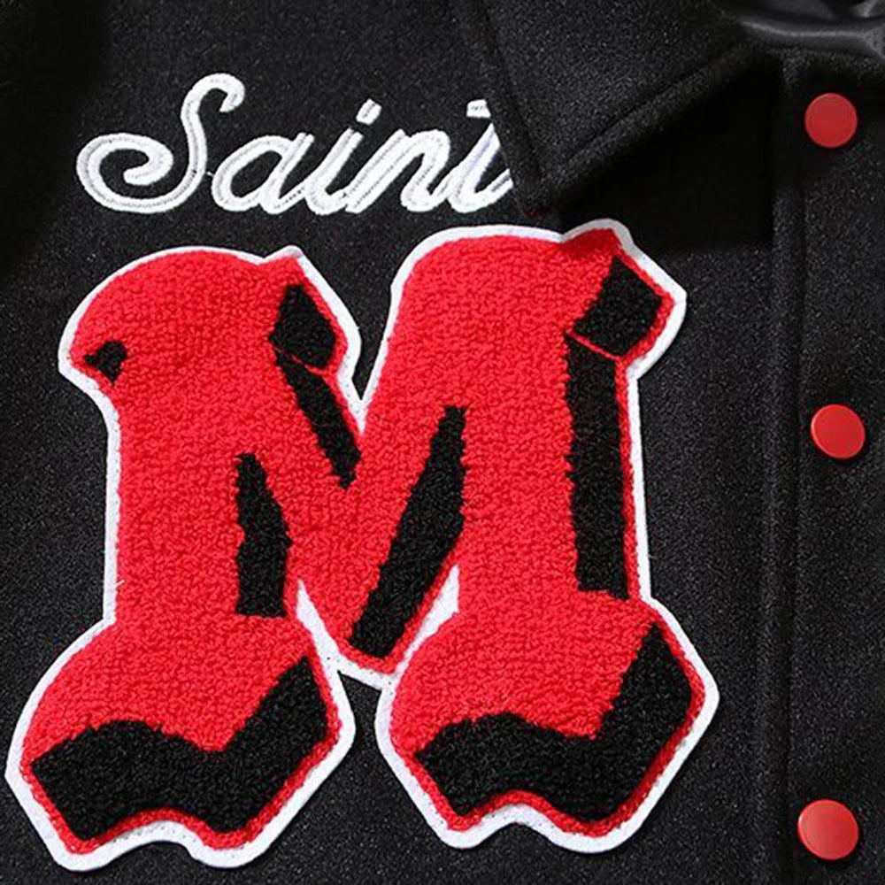 Autumn Winter American Punk Biker Baseball Jacket New Essential Street Hip-Hop Print