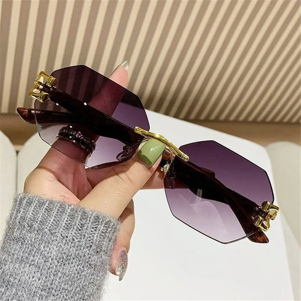 Rimless Steampunk UV400 Metal Sunglasses