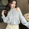 Off Shoulder Blouse Women Long Sleeve Korean Style Sweet Top