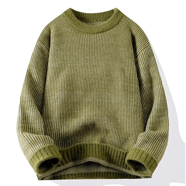 Mens Crew Neck Sweater Loose Fit Warm Layering Pullover Fall Winter