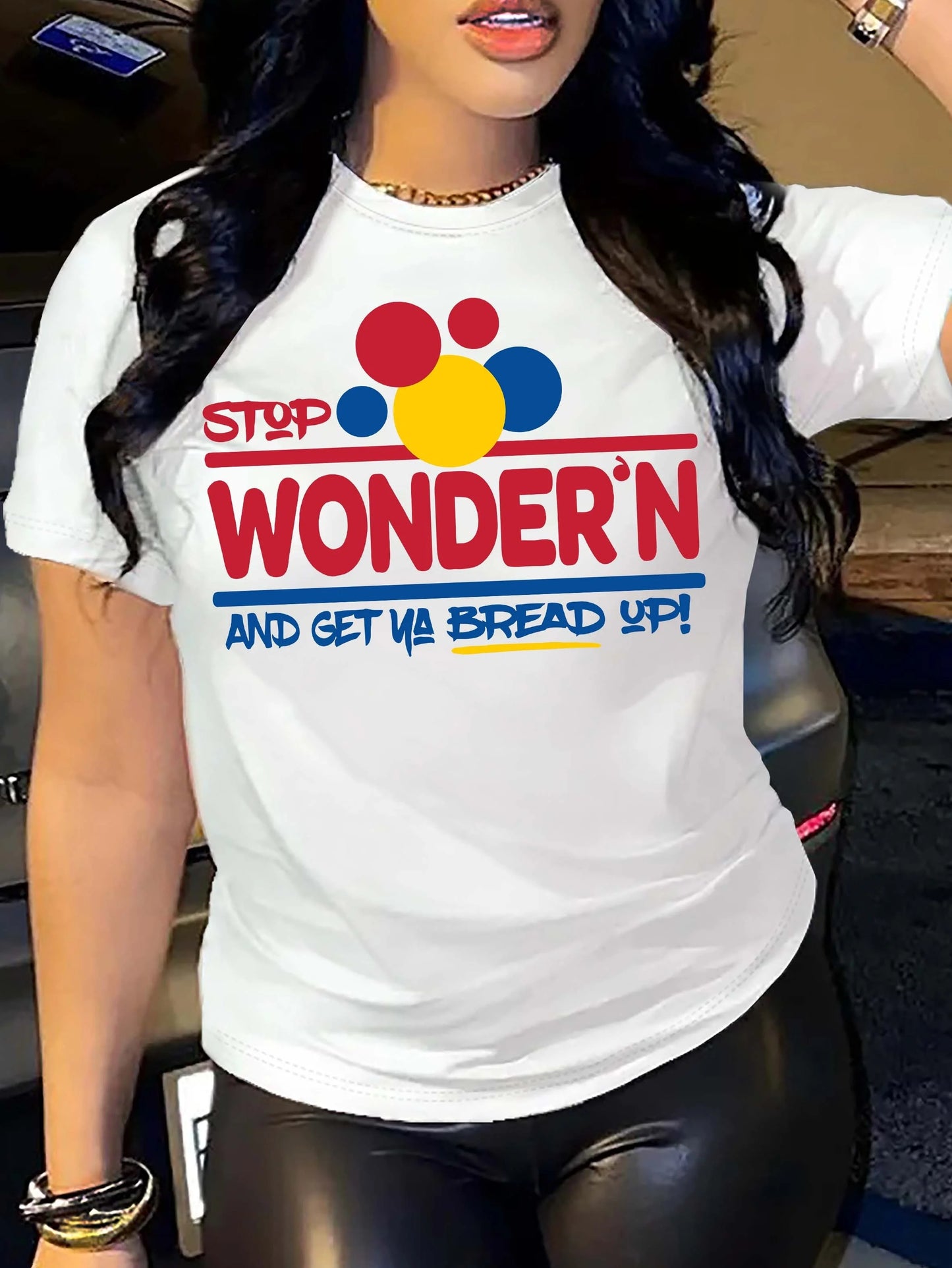 Wonder’n Letter Print Women’s T-Shirt Casual Summer