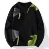 Mens Crew Neck Knit Sweater Korean Style Fall Winter Pullover