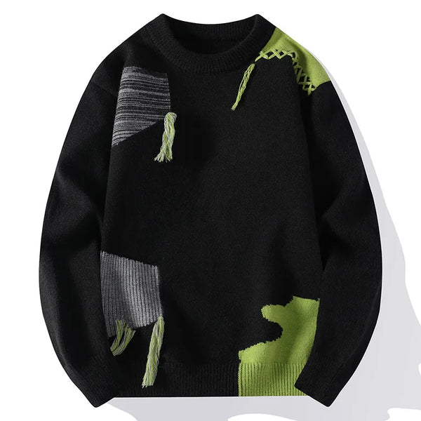 Mens Crew Neck Knit Sweater Korean Style Fall Winter Pullover