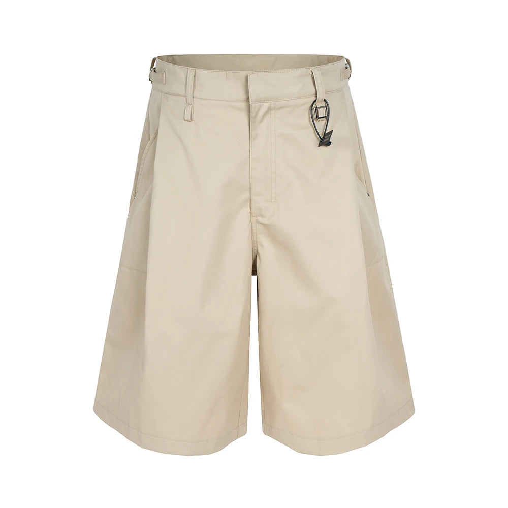 Men's Wide Leg Pleated Cropped Baggy Shorts