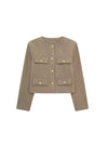 Women's Gold Button Jacket - Long Sleeve Coat Outerwear