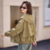 Womens Cropped Trench Coat Double Layer Hooded Short Windbreaker
