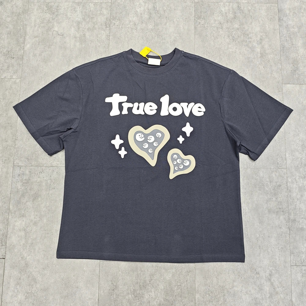 Yao Fashion Foam Print Cartoon T-Shirt Men’s Baggy Streetwear Casual Tee