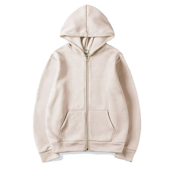 Oversized Zip Up Hoodie Women Warm Fleece Solid Fall Streetwear