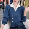 Womens Mock Layered Cardigan Chic Fall Winter Knit Sweater