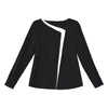 V Neck Colorblock Blouse Women Korean Long Sleeve Chiffon Top