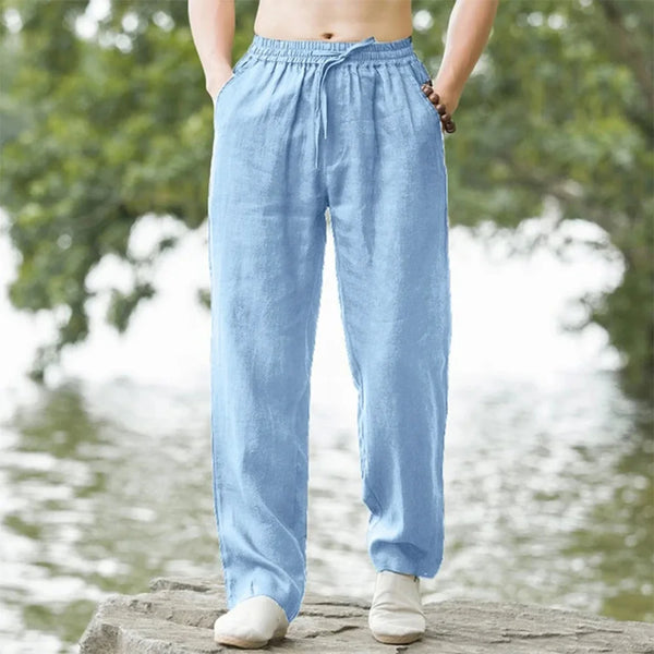 Men's Beach Pants JoggersStreetwear Cotton Linen Sweatpants Casual