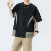 Mens Color Block Splice Tee Oversized Short Sleeve Summer Streetwear
