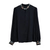 Embroidered Chiffon Blouse Stand Collar Elegant Spring Top