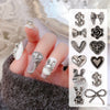 10pcs Retro Punk Nail Art Charm 3D Punk Silver Bows Heart Rabbit Dollar