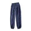 Summer Ice Silk Jeans Women High Waist Drawstring Harem Loose Pants