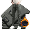Mens Thick Fleece Lined Pants Slim Fit Winter Warm Business Casual