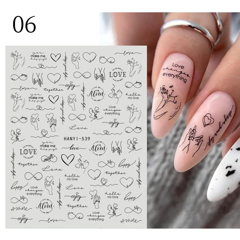 Love Quotes Nail Art Stickers