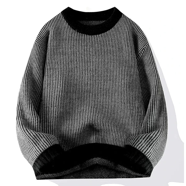 Mens Crew Neck Sweater Loose Fit Warm Layering Pullover Fall Winter