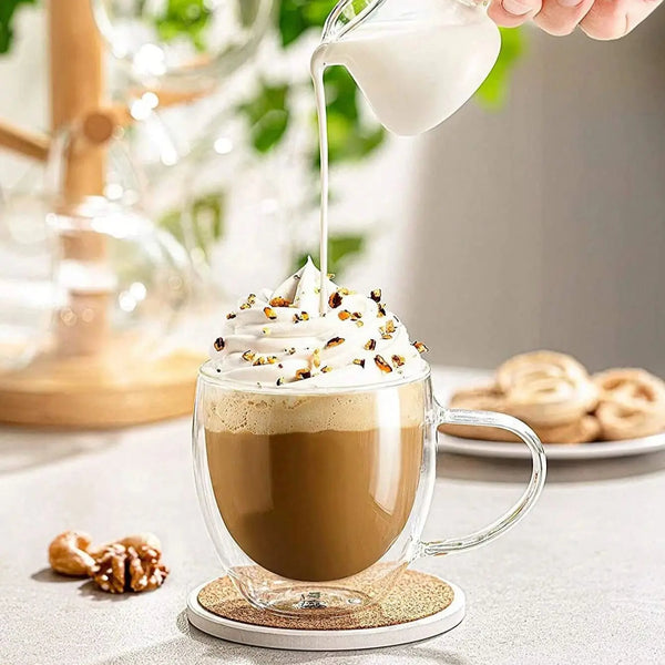 1/2/4Pcs 150/250ml Transparent Glass Coffee Cup with Handle