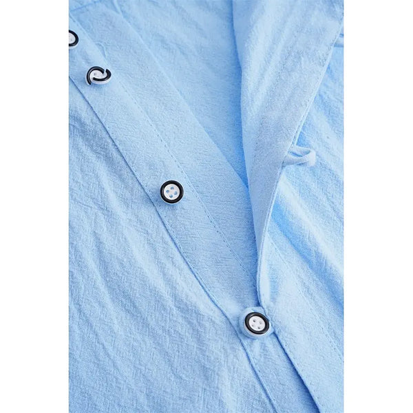 Men’s Stand Collar Henley V-Neck Shirt – Casual Summer Hawaiian Top 2025 in Solid White/Black