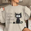 Funny Black Cat Hoodie ‘It’s Fine I’m Fine’ Kawaii Sweatshirt for Women